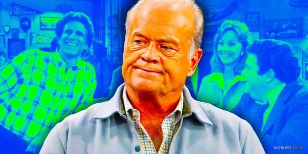 Kelsey Grammer as Frasier from the reboot, with Ted Danson as Sam, Shirley Long as Diane and George Wendt as Norm in Cheers